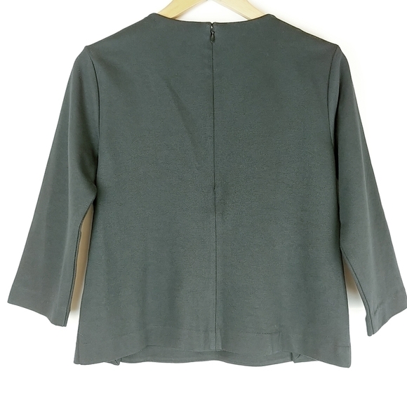 CAbi Utility Top Womens S Black Cropped Knit 3/4 Sleeve Snap Details Round Neck - Picture 5 of 9